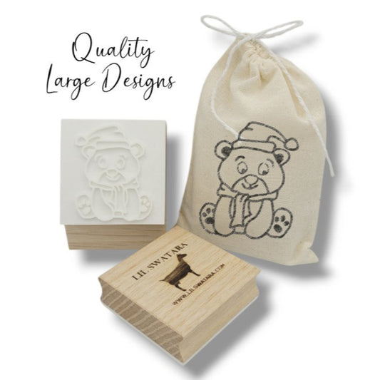 Bear Hat Scarf Christmas Winter Animal soap stamp handmade Lil Swatara