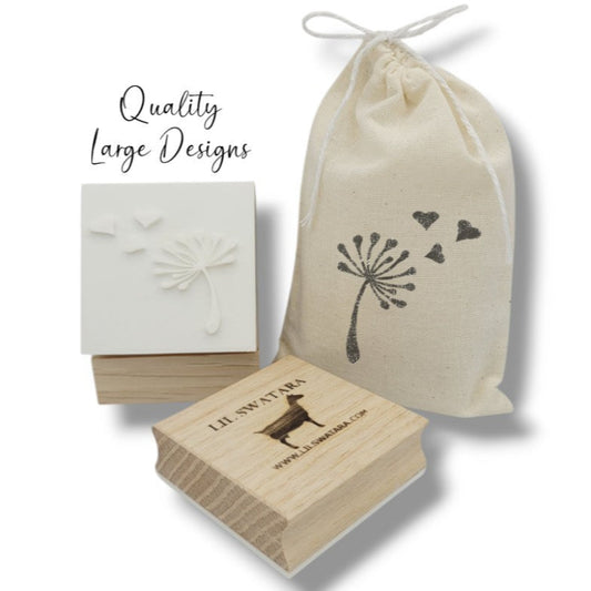 Dandelion Hearts soap stamp Holiday Valentines, herbal botanical Lil Swatara