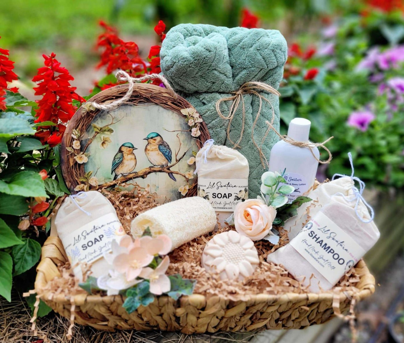 Deluxe XL Farmhouse Personalized Spa Basket - Goat Milk Soaps & Lotion - Lil Swatara SOAP LLC