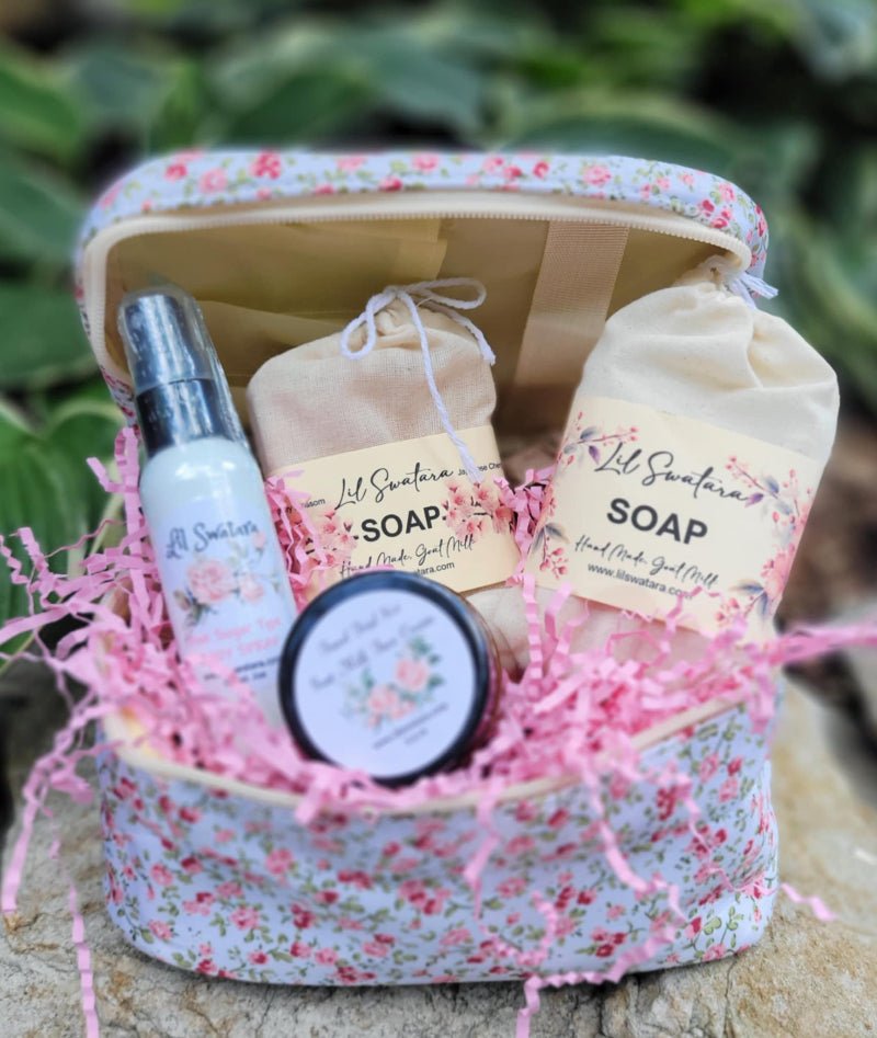 Floral Spa Gift Set - Handmade Goat Milk Soap & Face Cream - Lil Swatara SOAP LLC