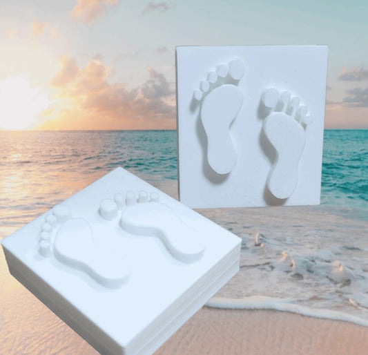 Beach footprints in sand soap stamp handmade soap bar Lil Swatara