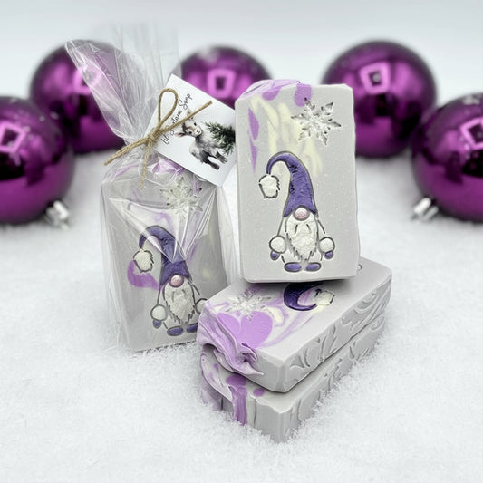 Creamy goat milk soap bar with French lavender and honey. Soft floral scent, gentle lather, perfect for spring gifting.