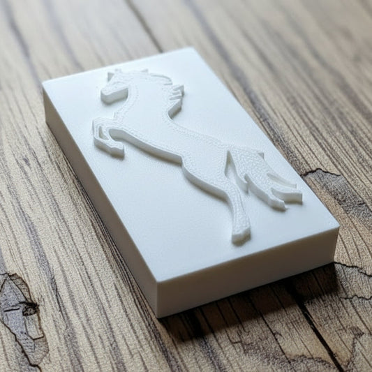 SOAP STAMP – Horse Jumping Equestrian Design creates crisp impressions featuring a jumping horse, perfect for equestrian and riding‑themed handmade soaps.