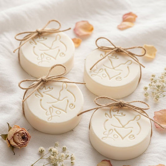 Soap Stamp Creates LARGE, crisp Buck & Doe Wildlife Love impressions with rustic romantic charm. The antlered silhouettes and heart detail stamp beautifully into cold process or melt‑and‑pour soaps, perfect for woodland weddings, bridal showers, anniversary favors, rustic gift sets, and nature‑inspired artisan collections.