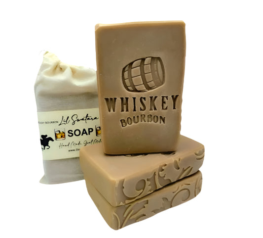 Kentucky Bourbon Goat Milk Soap bar with creamy vanilla and caramel scent – 6oz handmade tallow-based bar for fall gifting