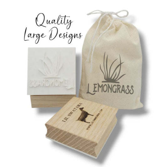 Lemongrass Soap stamp with word and plant, herbal Lil Swatara Soap