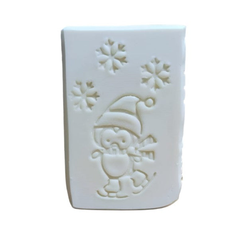 Penguin skating winter soap stamp impression handmade soap bar Lil Swatara winter design