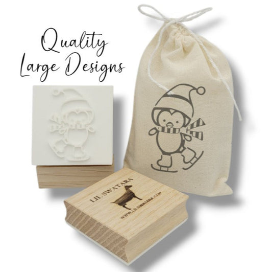 Penguin skating winter Christmas soap stamp impression handmade soap bar Lil Swatara winter design