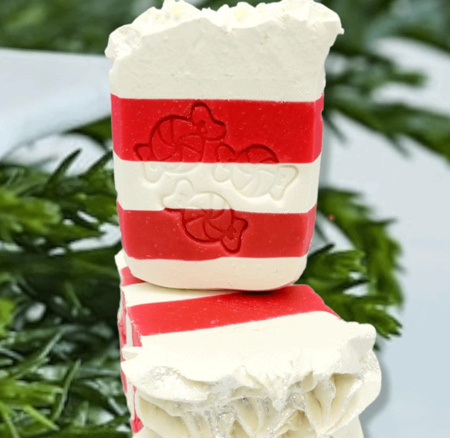Peppermint candies soap stamp handmade soap bar Lil Swatara christmas design