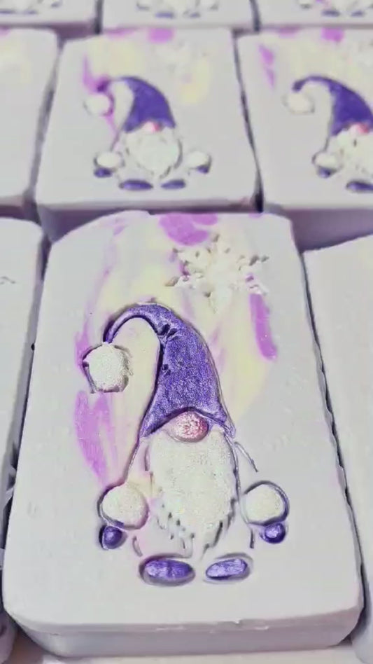 Creamy goat milk soap bar with French lavender and honey. Soft floral scent, gentle lather, perfect for spring gifting.