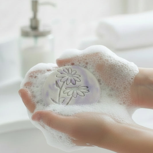 Teacher gift idea for foamy goat milk soap in a bathroom