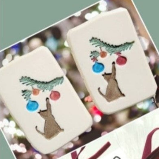 Cat paw christmas tree soap stamp handmade Lil Swatara Christmas design