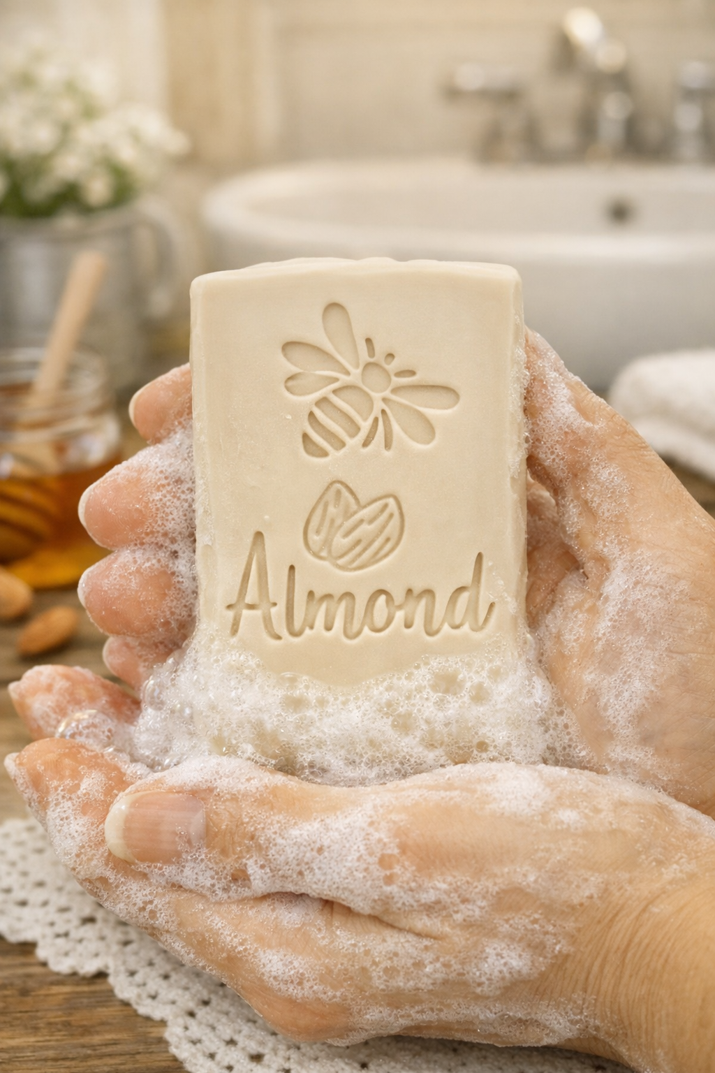 LARGE SOAP STAMP – Almond Word and Almond Icons Kitchen Food Design