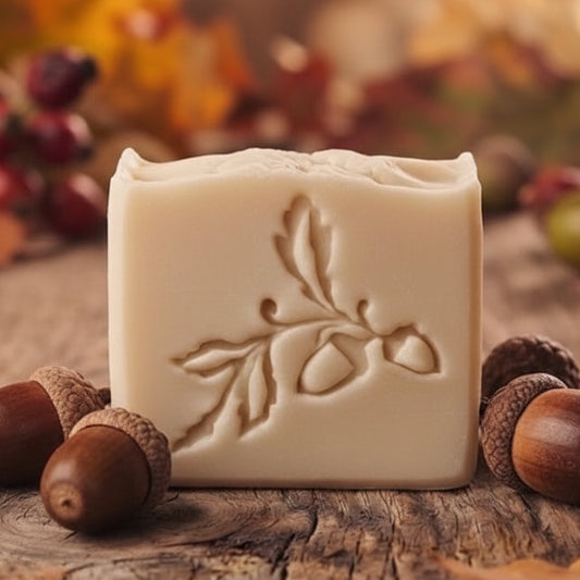 LARGE SOAP STAMP – Acorns and Oak Fall Autumn Harvest Design creates LARGE, crisp impressions featuring acorns and oak leaves, perfect for fall artisan soaps, cozy autumn batches, Thanksgiving gifting, and rustic harvest collections.