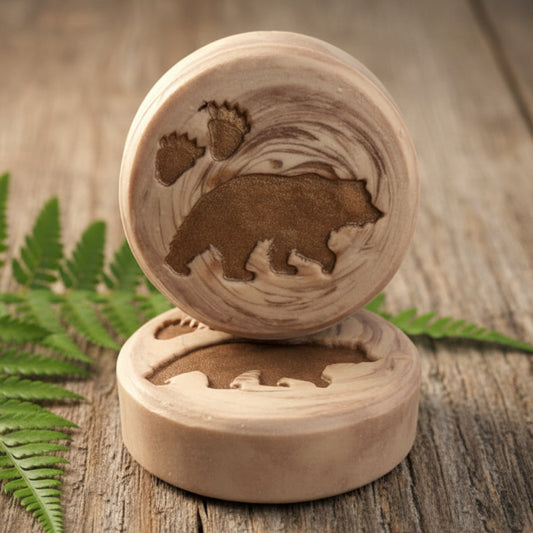 LARGE SOAP STAMP – Bear Paw Print Wildlife Nature Rustic Design creates LARGE, crisp impressions featuring distinctive bear paw prints, perfect for wildlife artisan soaps, rustic outdoor batches, forest themed gifting, cabin collections, and nature inspired designs.