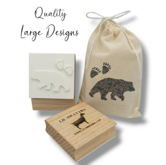 LARGE SOAP STAMP – Bear Paw Print Wildlife Nature Rustic Design creates LARGE, crisp impressions featuring distinctive bear paw prints, perfect for wildlife artisan soaps, rustic outdoor batches, forest themed gifting, cabin collections, and nature inspired designs.