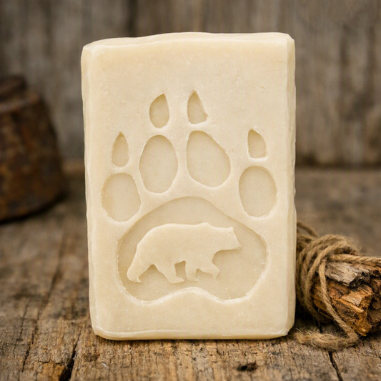 LARGE SOAP STAMP – Bear in Paw Wildlife Rustic Outdoor Design creates LARGE, crisp impressions featuring a bold bear paw, perfect for wildlife artisan soaps, rustic outdoor batches, forest themed gifting, cabin collections, camping enthusiasts, and wilderness inspired designs.