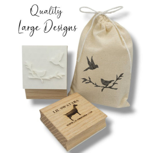 LARGE SOAP STAMP – Birds on Limb Wildlife Nature Forest Design creates LARGE, crisp impressions featuring peaceful birds perched on a tree limb, perfect for wildlife artisan soaps, forest themed batches, outdoor market gifting, and serene nature inspired collections.
