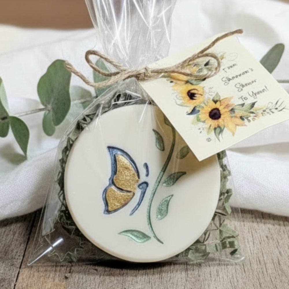 LARGE SOAP STAMP – Butterfly Vine Elegant Wedding Shower Celebration Design Creates LARGE, graceful impressions of butterflies and flowing vines, perfect for wedding favors, bridal showers, baby showers, celebration themed artisan batches, and romantic special occasion soap collections.