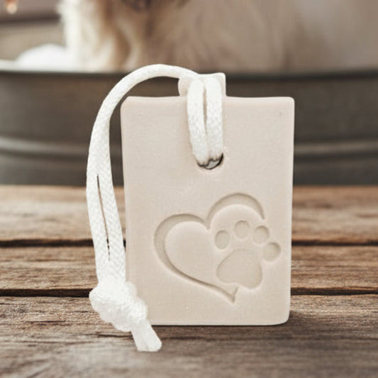 LARGE SOAP STAMP – Dog Paw in Heart Pet Lover Memorial Grooming Design creates LARGE, crisp impressions featuring a loving dog paw inside a heart, perfect for pet lover artisan soaps, memorial batches, grooming bars, and heartfelt animal themed collections.