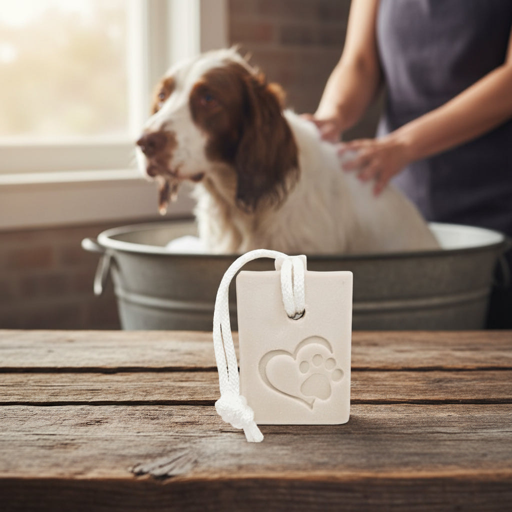LARGE SOAP STAMP – Dog Paw in Heart Pet Lover Memorial Grooming Design creates LARGE, crisp impressions featuring a loving dog paw inside a heart, perfect for pet lover artisan soaps, memorial batches, grooming bars, and heartfelt animal themed collections.