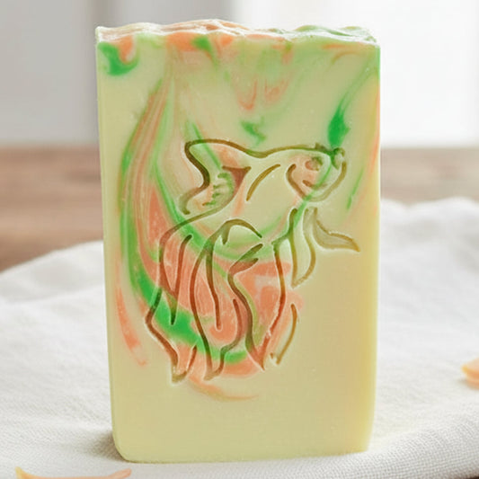 LARGE SOAP STAMP – Goldfish Betta Aquatic Marine Design Creates LARGE, crisp goldfish and betta impressions with flowing aquatic detail. Perfect for marine‑themed soaps, spa batches, water‑inspired collections, and artisan coastal designs.