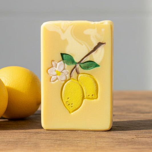 LARGE SOAP STAMP – Lemons Citrus Fruit Kitchen Orchard Design creates LARGE, crisp impressions featuring bright lemons, perfect for citrus artisan soaps, kitchen themed batches, summer market displays, orchard inspired gifting, and cheerful handmade collections.