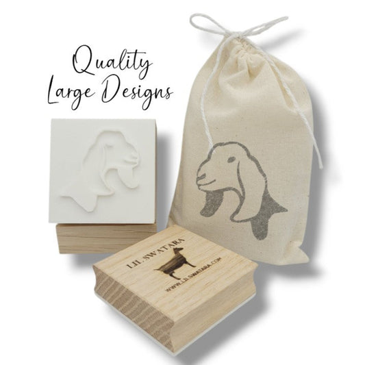 LARGE SOAP STAMP – Nubian Goat Head Farm Rustic Homestead Design creates LARGE, crisp impressions featuring the gentle beauty of a Nubian goat head, perfect for farm fresh artisan soaps, goat milk batches, homestead branding, and rustic country inspired collections.