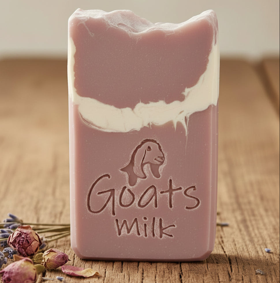 LARGE SOAP STAMP – Nubian Goat Head and Goat Milk Farm Design creates LARGE, crisp impressions featuring a proud Nubian goat head paired with Goat Milk lettering, perfect for farm fresh artisan soaps, homestead branding, goat milk batches, and rustic country inspired collections.
