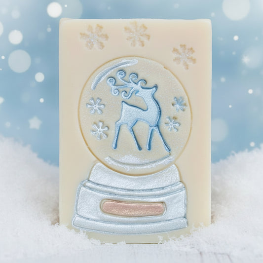 Snow Globe Winter Holiday Christmas Soap Stamp Lil Swatara Creates LARGE, crisp Snow Globe impressions with winter holiday detail. Ideal for Christmas soaps, winter batches, festive gift sets, and artisan holiday collections.