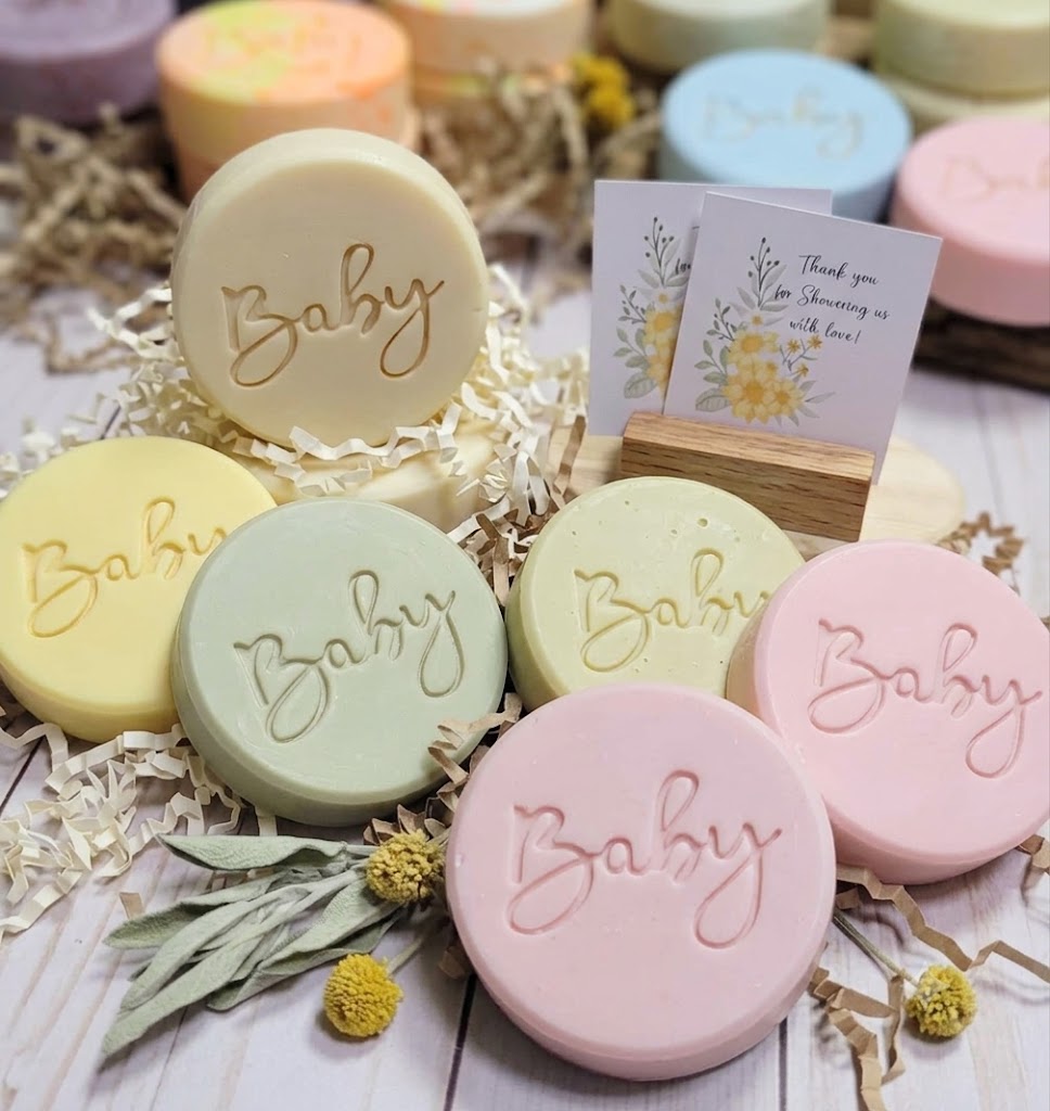 SOAP STAMP – Baby Word Baby Shower Newborn Celebration Text Creates crisp Baby text impressions perfect for baby shower soaps, newborn gift sets, celebration themed artisan batches, and joyful handmade collections.