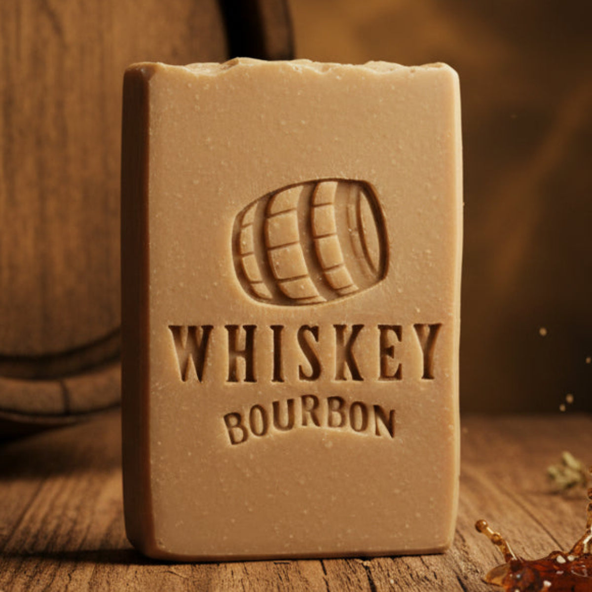 LARGE SOAP STAMP – Whiskey Bourbon Barrel Distillery Rustic Masculine Design Creates LARGE, crisp Whiskey Bourbon Barrel impressions with rugged masculine detail. Ideal for distillery‑themed soaps, men’s grooming lines, rustic batches, and artisan gift sets.