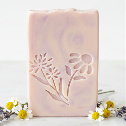soap stamp Creates LARGE, crisp Wildflowers Sunflower impressions with cheerful botanical detail. Perfect for spring releases, garden‑inspired soaps, rustic gift sets, and artisan market collections.