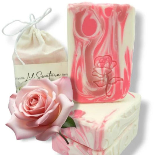 BeauBeautiful rose flower soap stamp handmade soap bar Lil Swatara