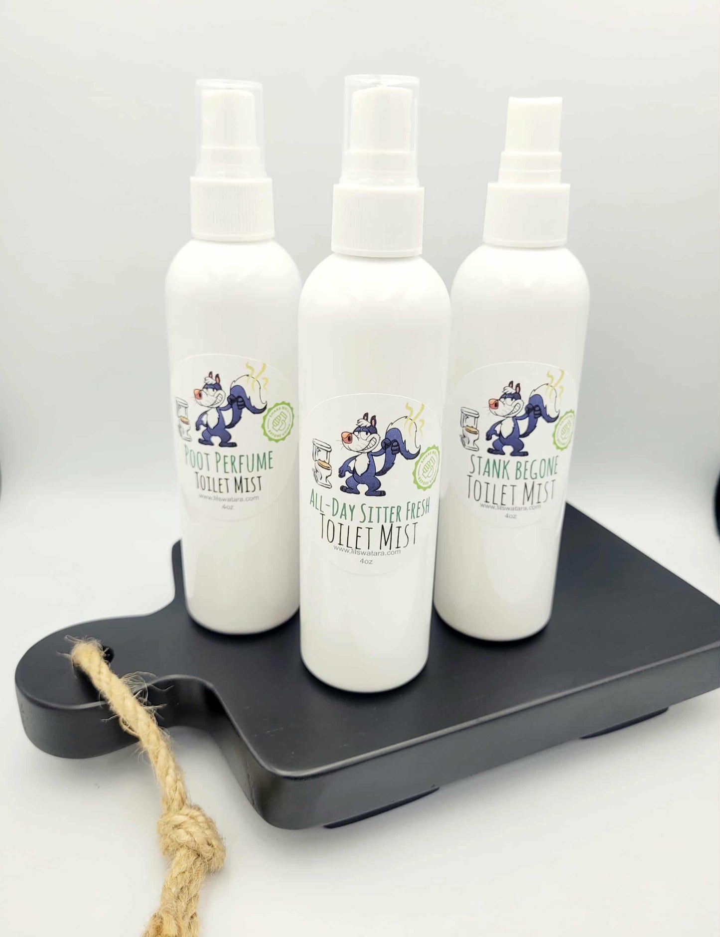 Before You Go bathroom spray in white plastic bottle with spray top – handmade 4 oz odor eliminator with essential oils