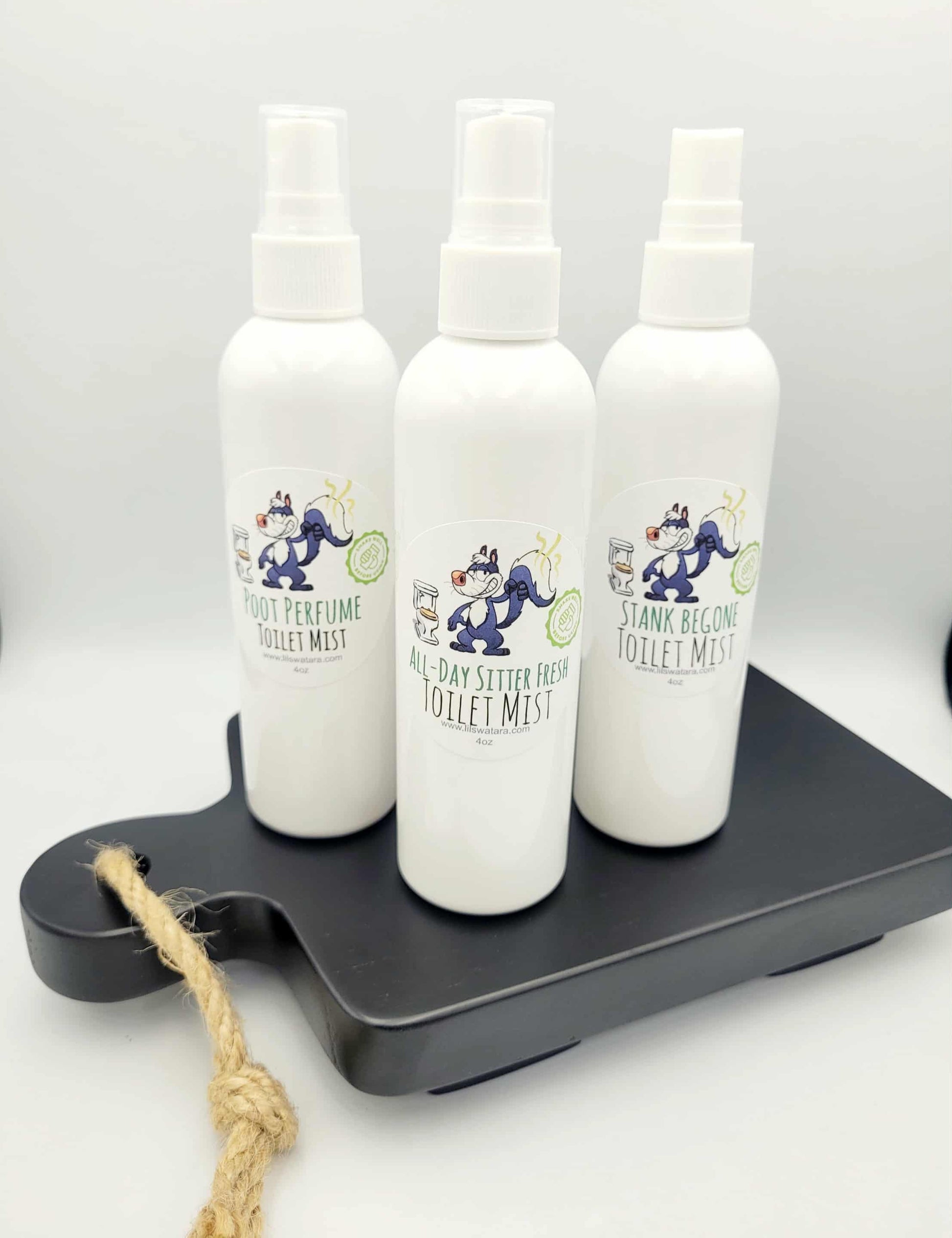 Before You Go bathroom spray in white plastic bottle with spray top – handmade 4 oz odor eliminator with essential oils