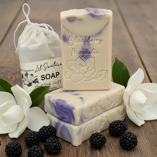 Blackberry Magnolia goat milk tallow soap bar – XL 6oz sweet fruity floral handmade soap – Lil Swatara Soap