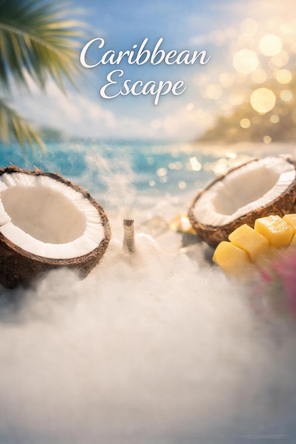 Caribbean Escape body spray – creamy coconut, ripe tropical fruit, warm beach light, and soft ocean glow, a sun‑kissed tropical fragrance mist by Lil Swatara Soap.