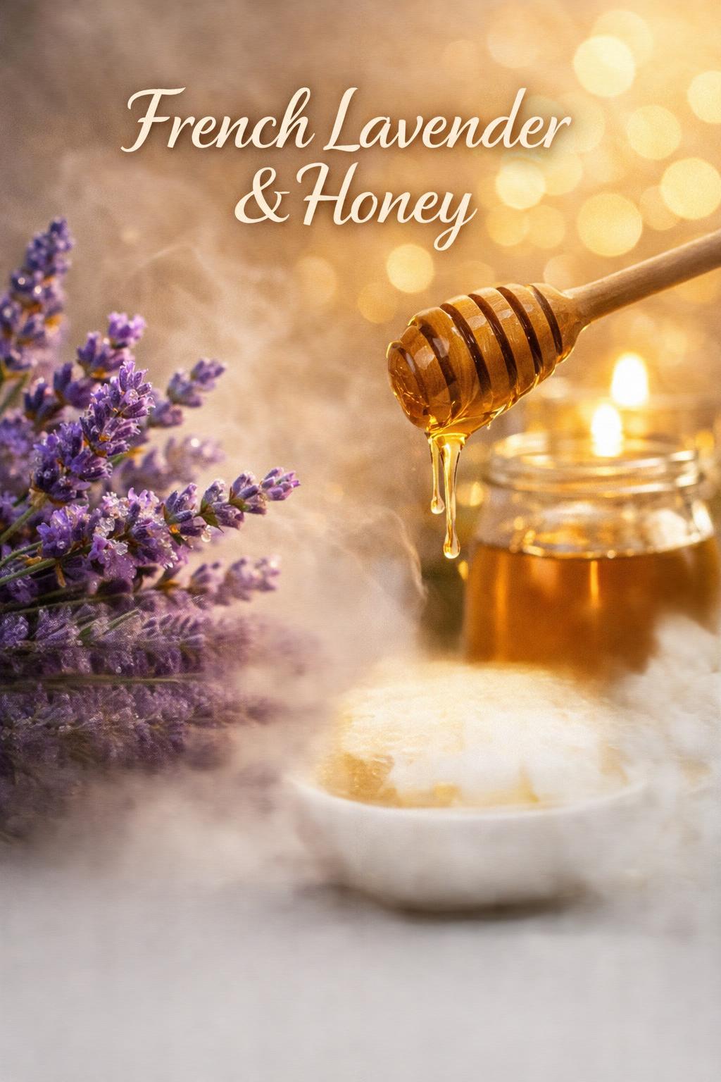 French Lavender & Honey body spray – fresh purple lavender, dripping golden honey, warm floral glow, a soothing sweet fragrance mist by Lil Swatara Soap.