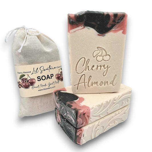 Rich blend of ripe cherry and creamy almond. The bold sweetness of cherry mingles with toasted almond and soft vanilla warmth, Goat Milk Soap