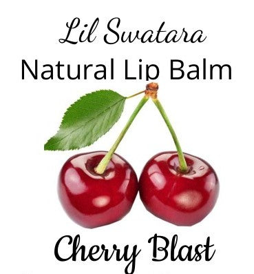 Cherry Blast bold fruity lip balm label from Lil Swatara Soap, Sugar Bliss Collection