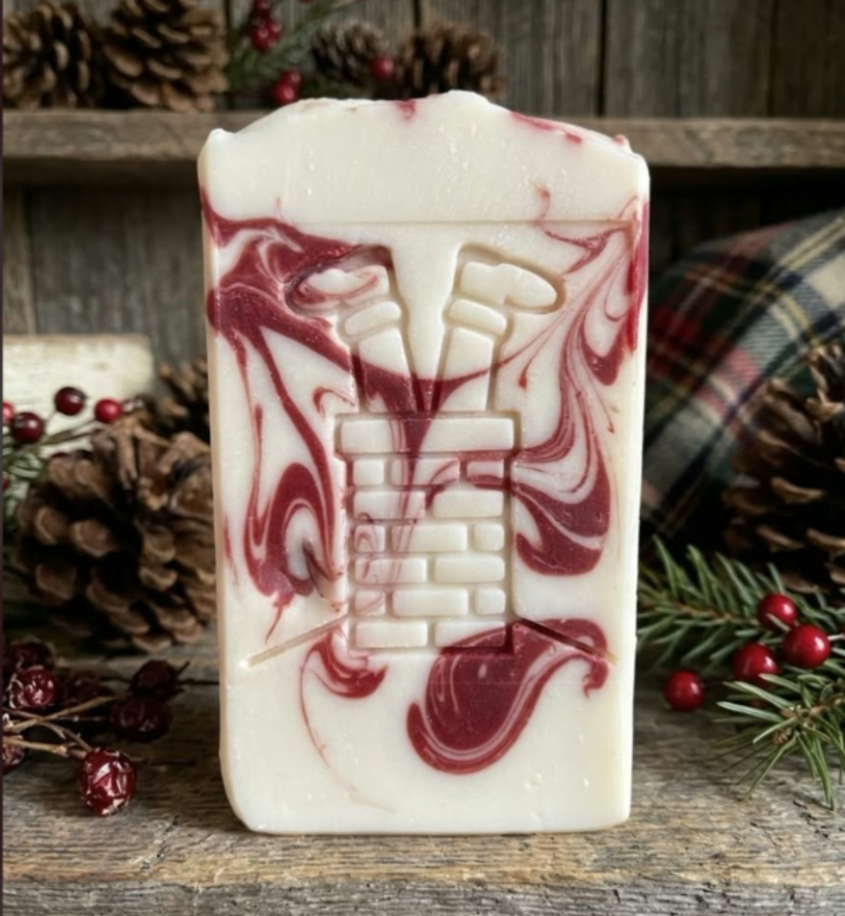 Christmas chimney with Santa hat soap stamp for festive soap designs