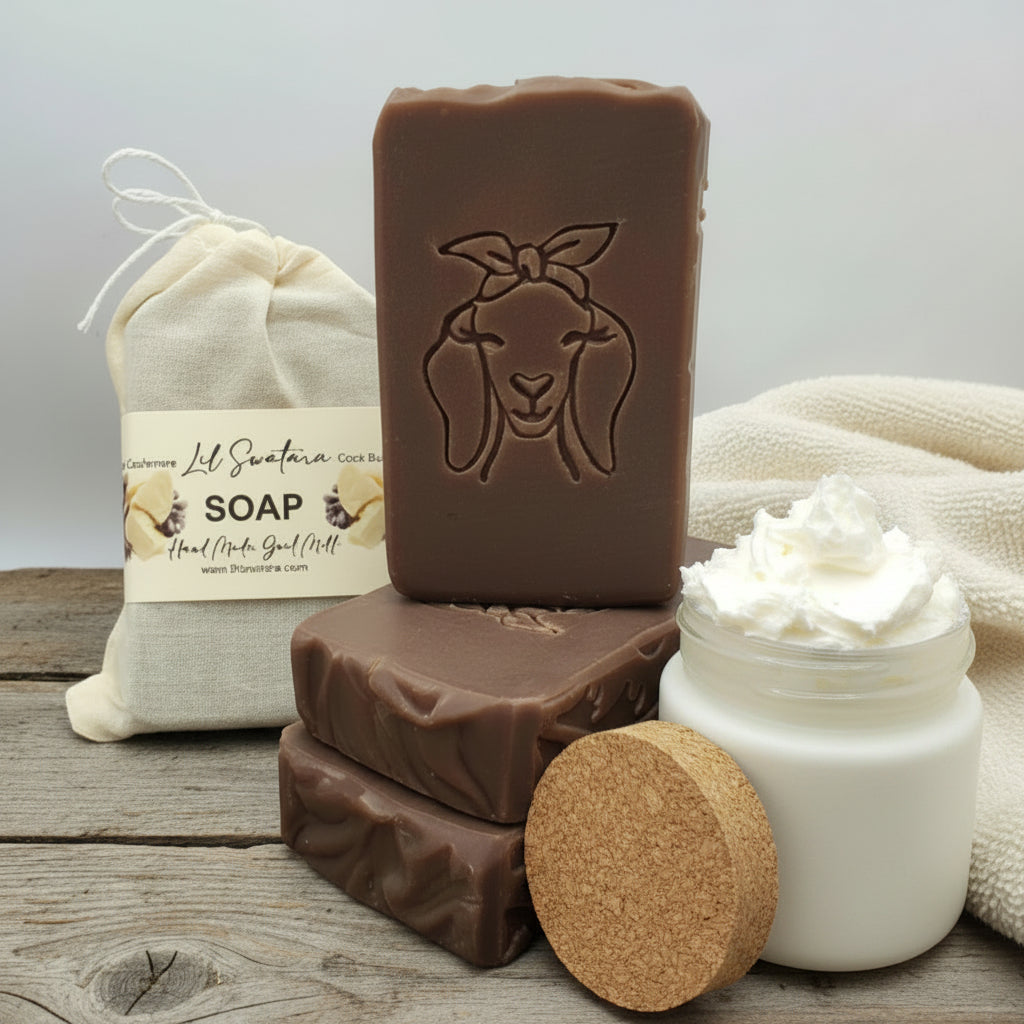 Cocoa Butter Cashmere goat milk tallow soap bar – XL 6oz warm vanilla cashmere creamy handmade soap – Lil Swatara Soap
