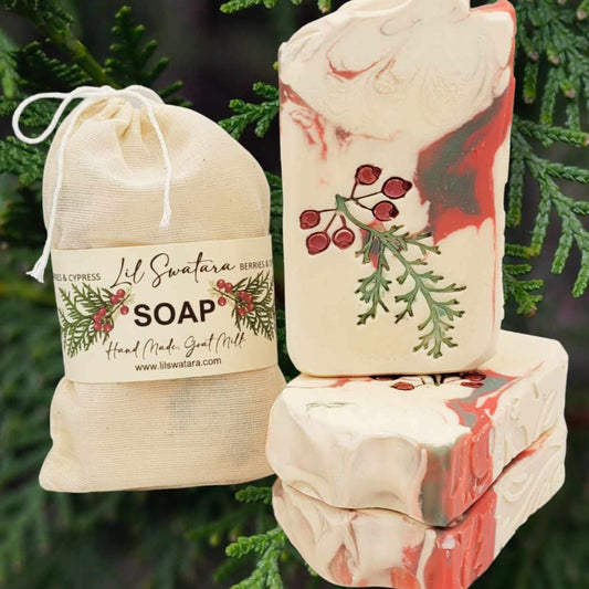 Cypress berries Christmas soap stamp handmade soap bar Lil Swatara