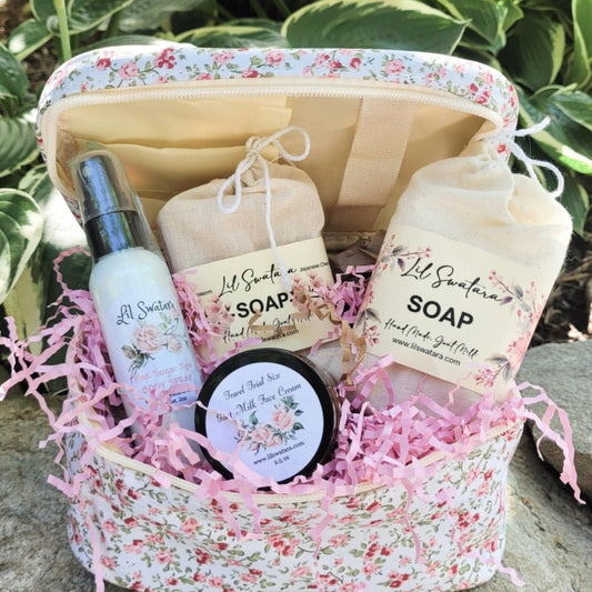 Floral Spa Gift Set - Handmade Goat Milk Soap & Face Cream - Lil Swatara SOAP LLC