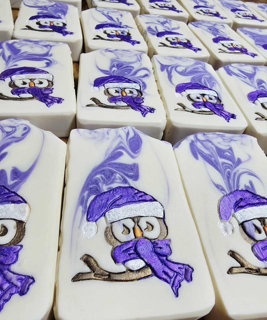 French Lavender Honey Goat Milk Soap, Winter Christmas design for gifting, lil swatara soap