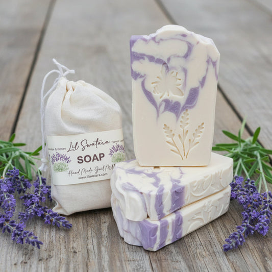 French lavender and honey goat milk soap bars a customer favorite for lil swatara soap