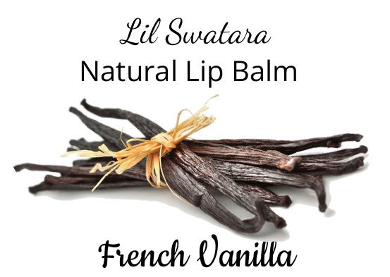 French Vanilla creamy natural lip balm label from Lil Swatara Soap, Sugar Bliss Collection
