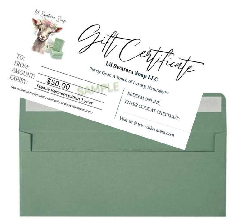 Gift Certificate – Delivered by Mail, Select Value