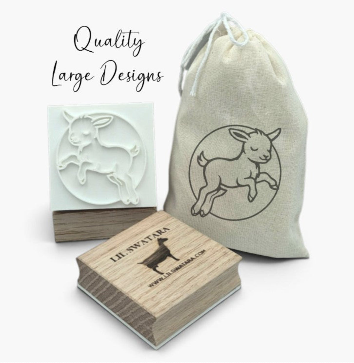 Jumping goat kid farmhouse soap stamp for rustic handmade soaps